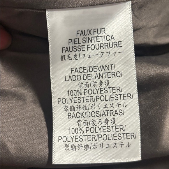 BCBG Notch Colar faux shearling grey long teddy coat size large - Picture 7 of 8